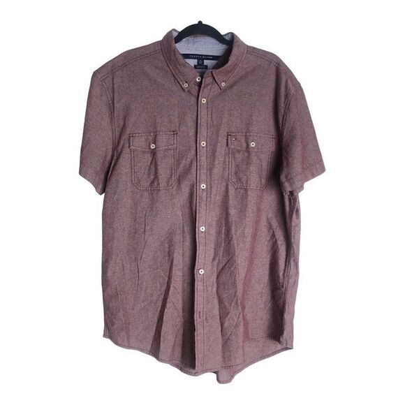 Mens Tommy Hilfiger Purple S/S Men’s Button Down Casual Shirt Size XL - Picture 1 of 4